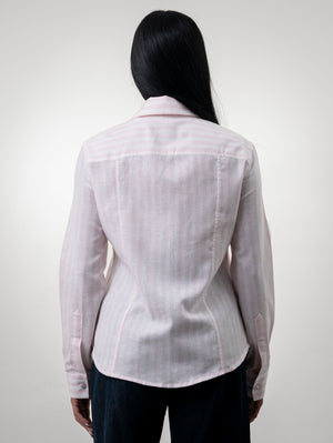 Camisa Lino Rayas Rosadas