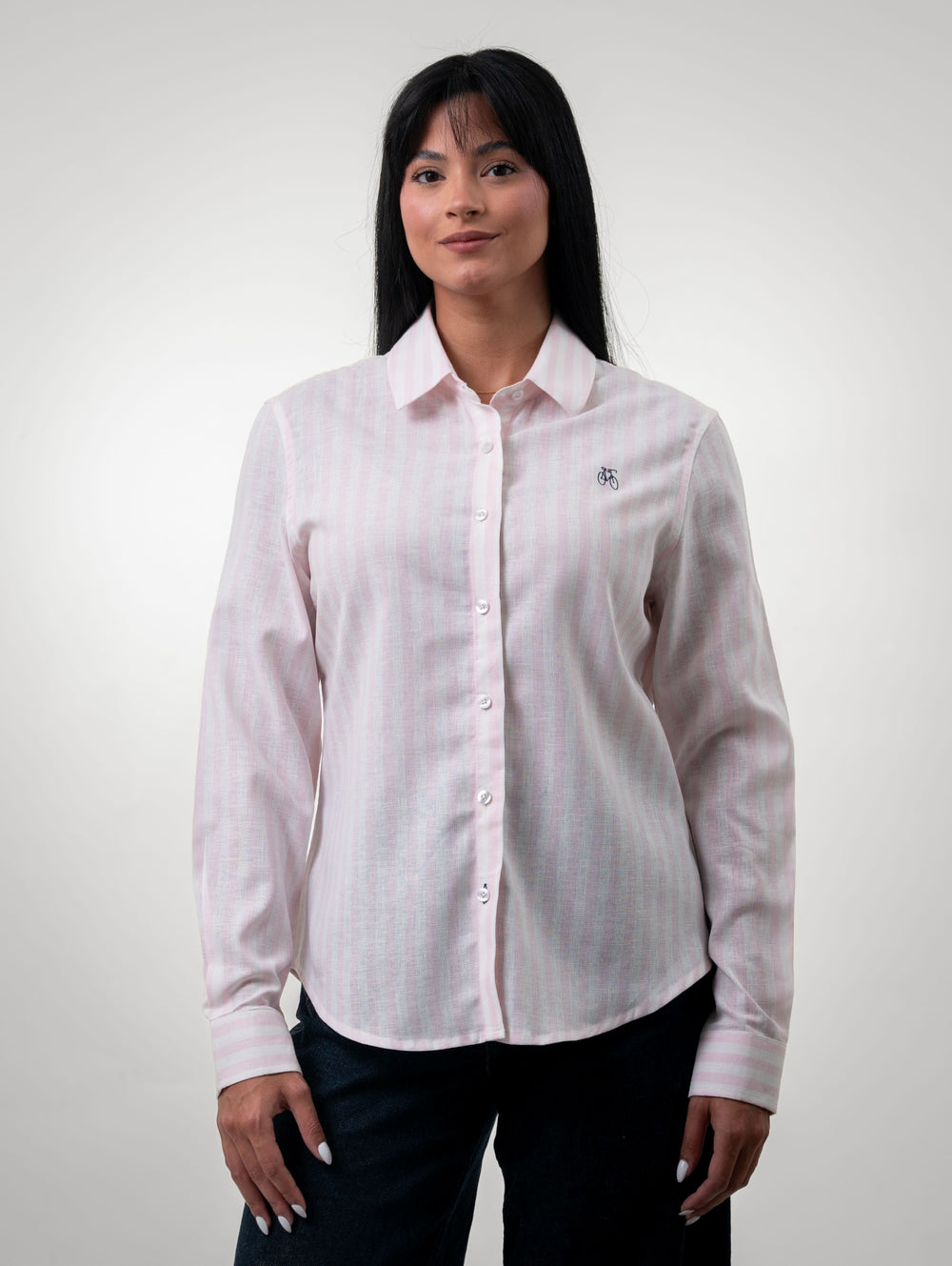 Camisa Lino Rayas Rosadas