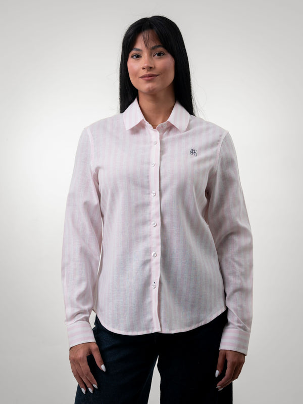 Camisa Lino Rayas Rosadas