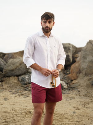 Camisa Lino Blanco Button Up