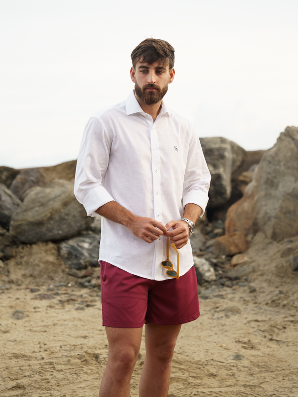 Camisa Lino Blanco Button Up