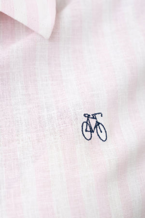 Camisa Lino Rayas Rosadas