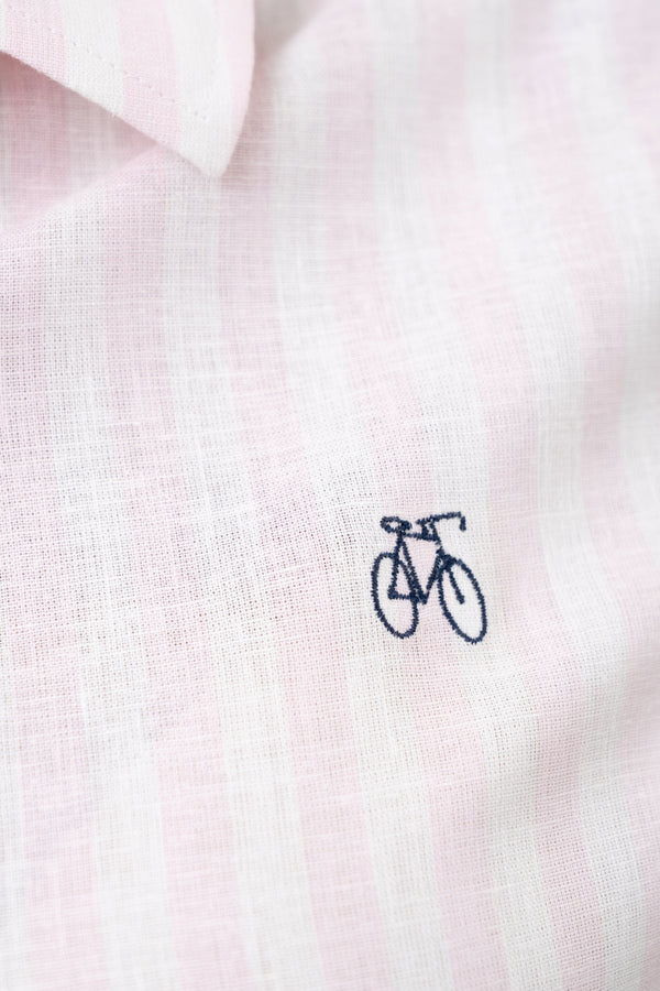 Camisa Lino Rayas Rosadas