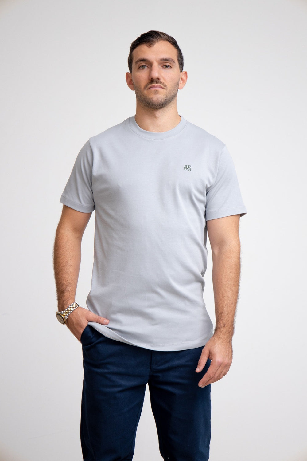 Franela Gris Claro Cuello Redondo