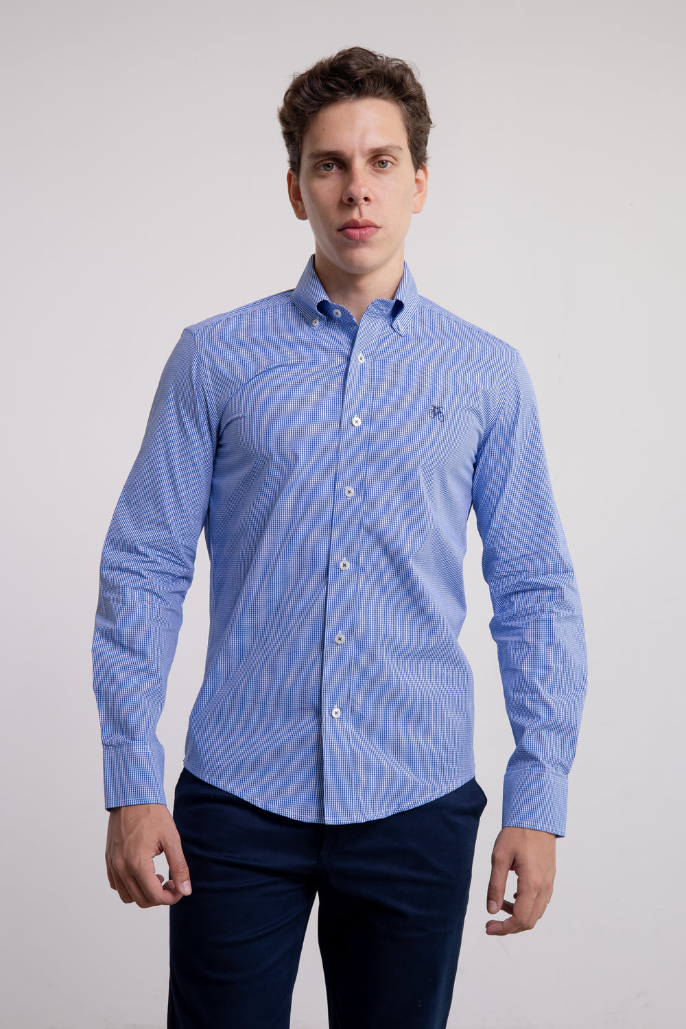 Camisa Cuadros Azul Manga Larga