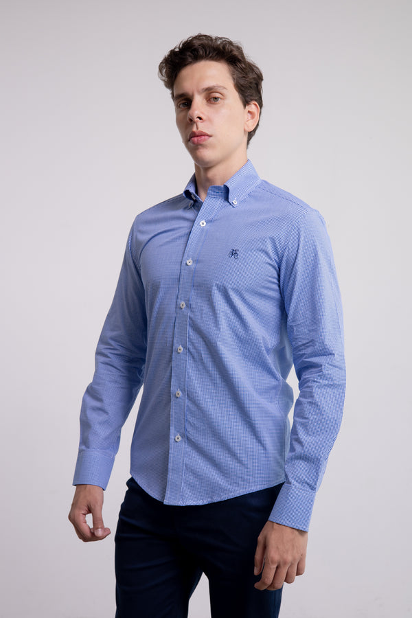Camisa Cuadros Azul Manga Larga