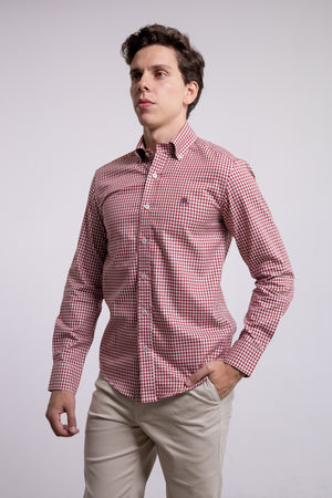 Camisa Cuadros Vinotinto Manga Larga