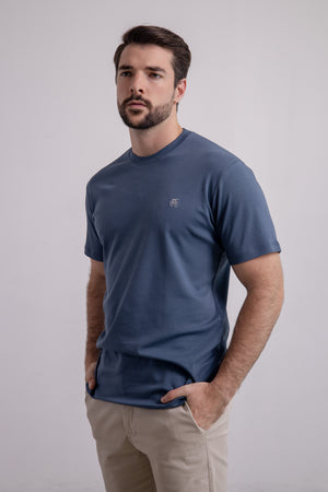 Franela Azul Grisaceo Cuello Redondo