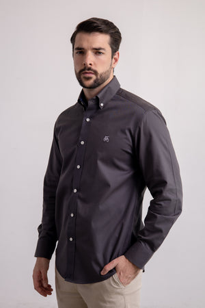 Camisa Gris Oscuro Manga Larga