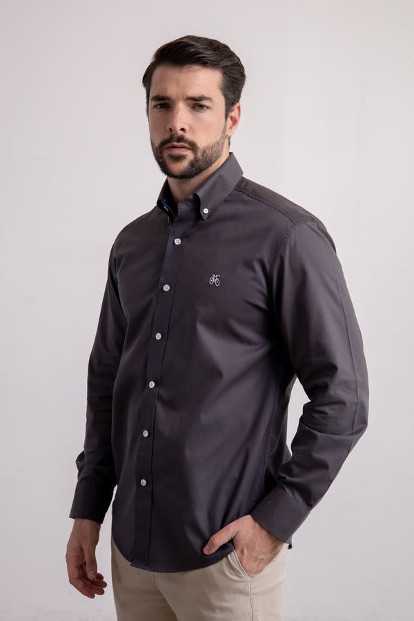 Camisa Gris Oscuro Manga Larga