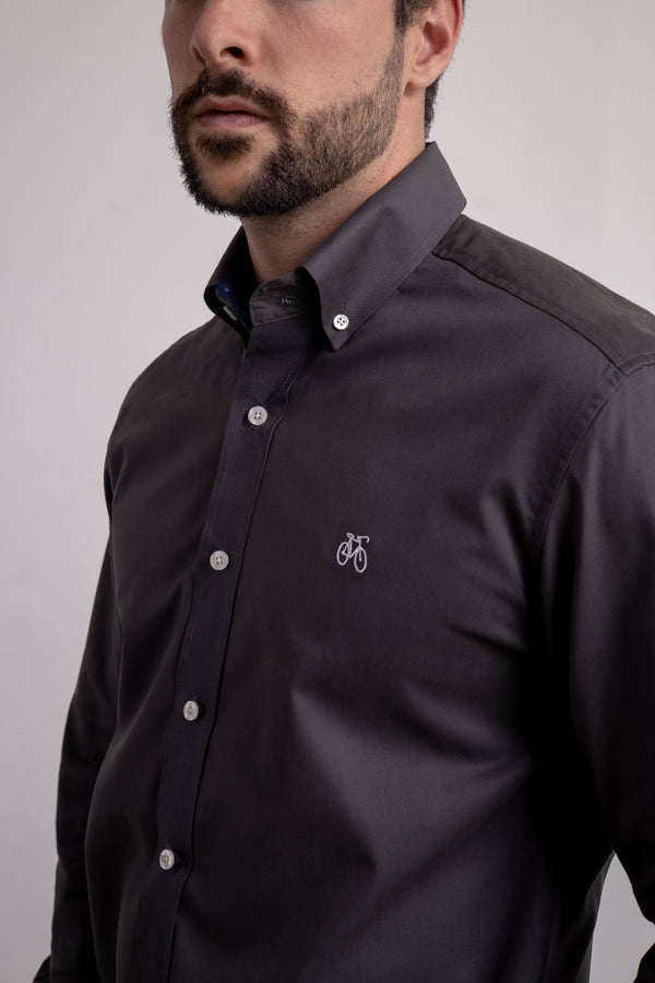 Camisa Gris Oscuro Manga Larga