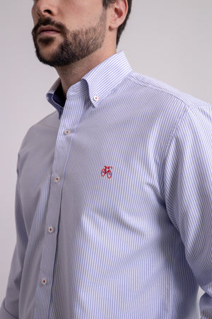 Camisa Rayas Azules Manga Larga