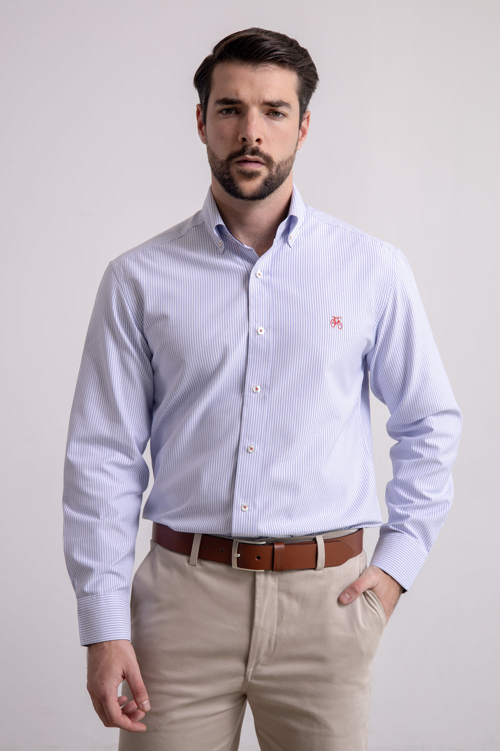 Camisa Rayas Azules Manga Larga
