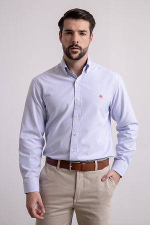 Camisa Rayas Azules Manga Larga