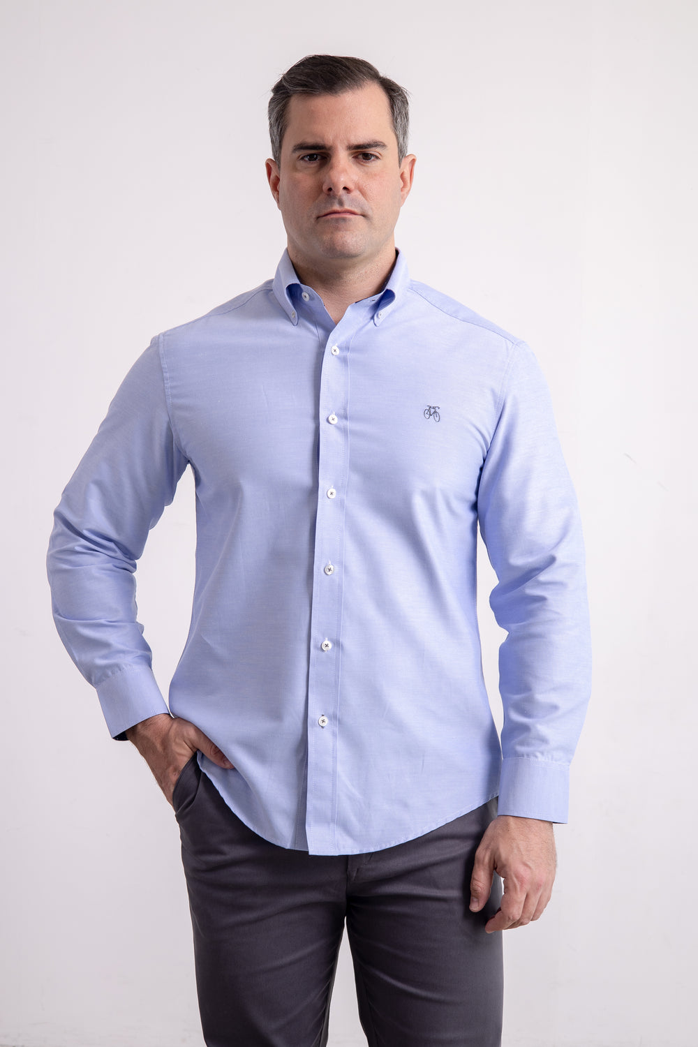 Camisa Azul Horizonte Manga Larga