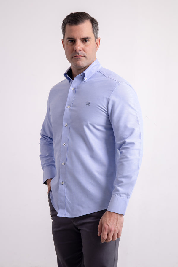 Camisa Azul Horizonte Manga Larga