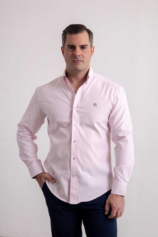 Camisa Rayas Rosada Manga Larga
