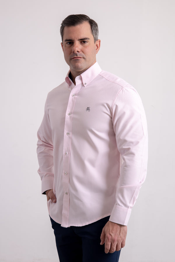 Camisa Rayas Rosada Manga Larga