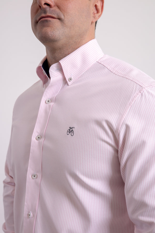 Camisa Rayas Rosada Manga Larga