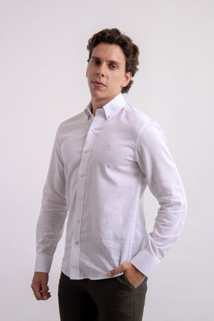 Camisa Lino Blanca Manga Larga