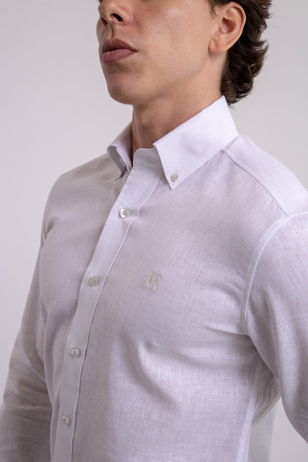 Camisa Lino Blanca Manga Larga