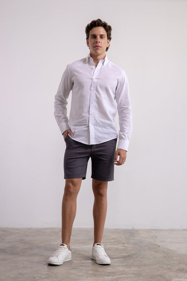 Camisa Lino Blanca Manga Larga