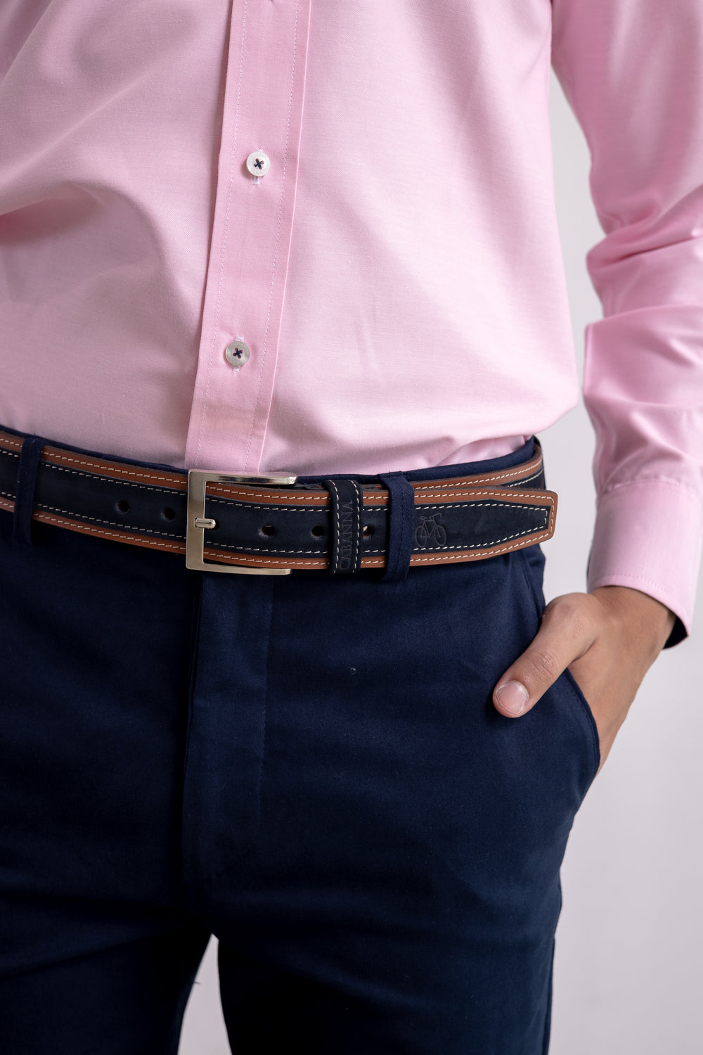 Correa Doble Piel Marrón y Azul