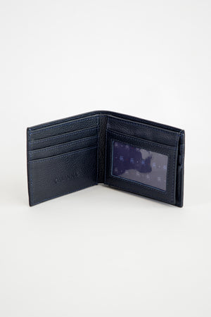 Billetera Piel Azul Marino Corrugada