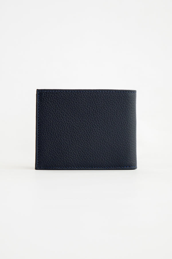 Billetera Piel Azul Marino Corrugada