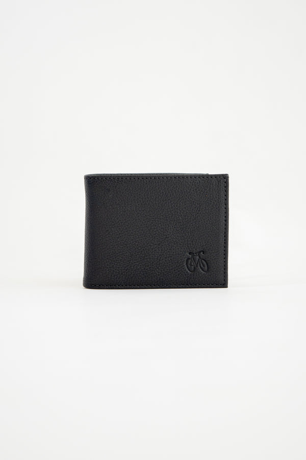 Billetera Piel Negra Corrugada