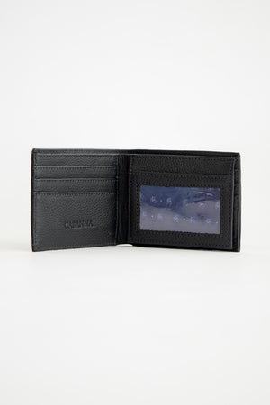 Billetera Piel Negra Corrugada