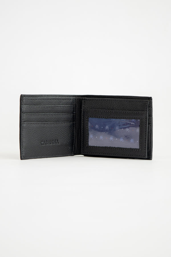 Billetera Piel Negra Corrugada