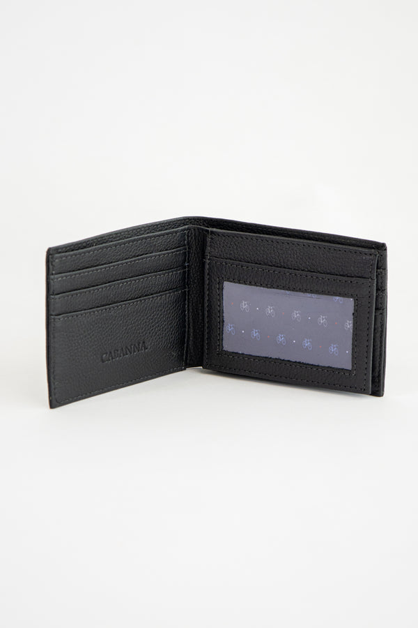 Billetera Piel Negra Corrugada