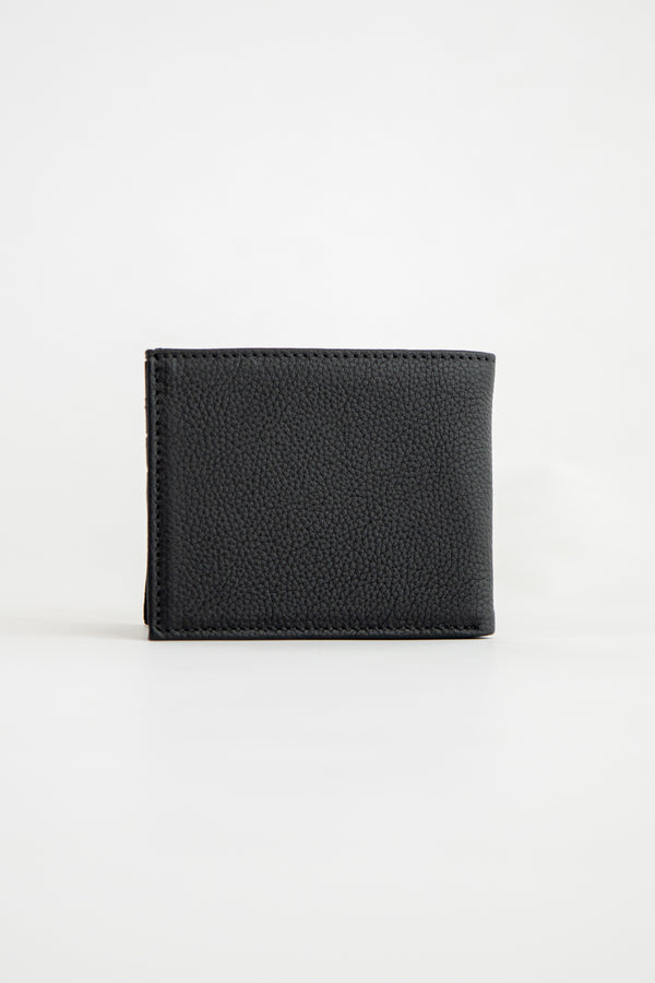 Billetera Piel Negra Corrugada