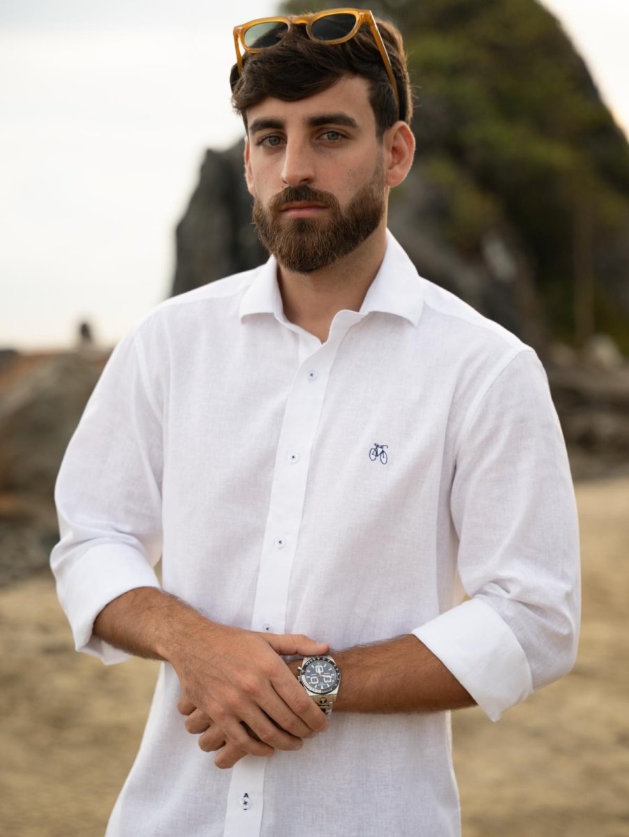 Camisa Lino Blanco Button Up