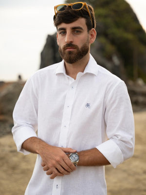 Camisa Lino Blanco Button Up