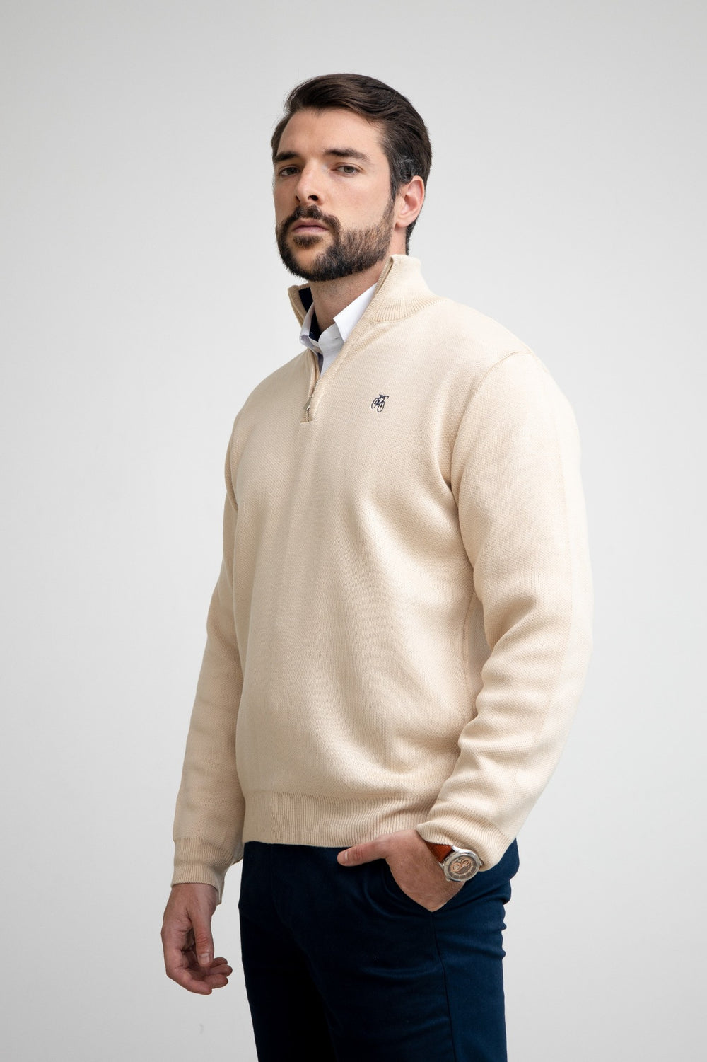 Suéter de cierre beige